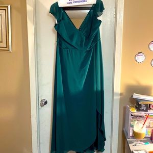 Davids Bridal Ruffle Spaghetti strap chiffon bridesmaid dress Size 18